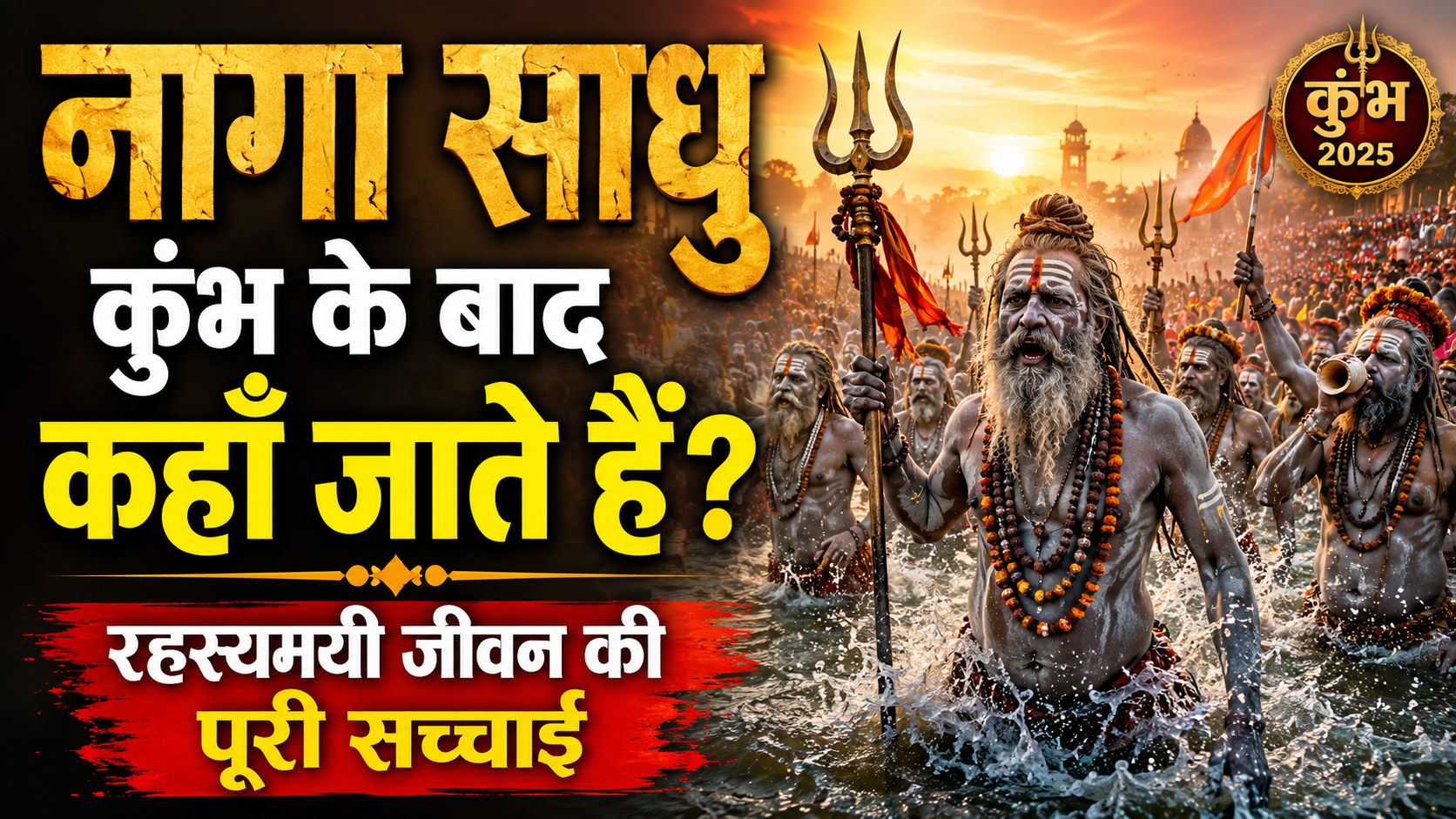 नागा साधु कुंभ मेले में शाही स्नान करते हुए