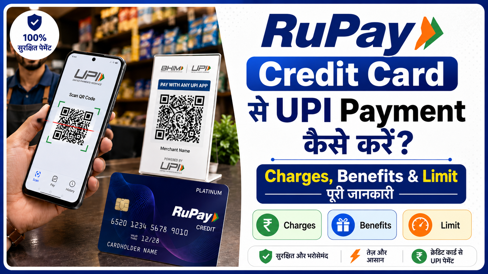 RuPay credit card UPI payment QR code scan smartphone India