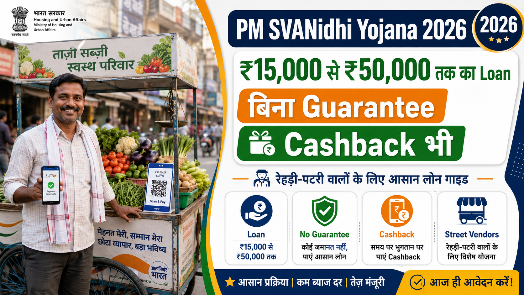 PM SVANidhi Yojana 2026 rehdi patri walo ko 50000 loan kaise milega Hindi guide