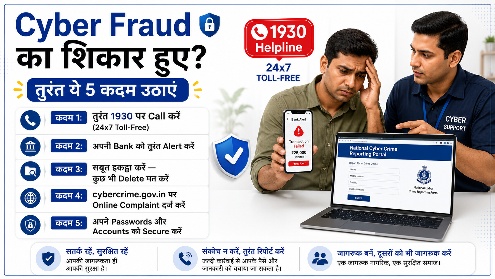 Cyber fraud hone par kya karein 1930 helpline cybercrime India step by step Hindi guide