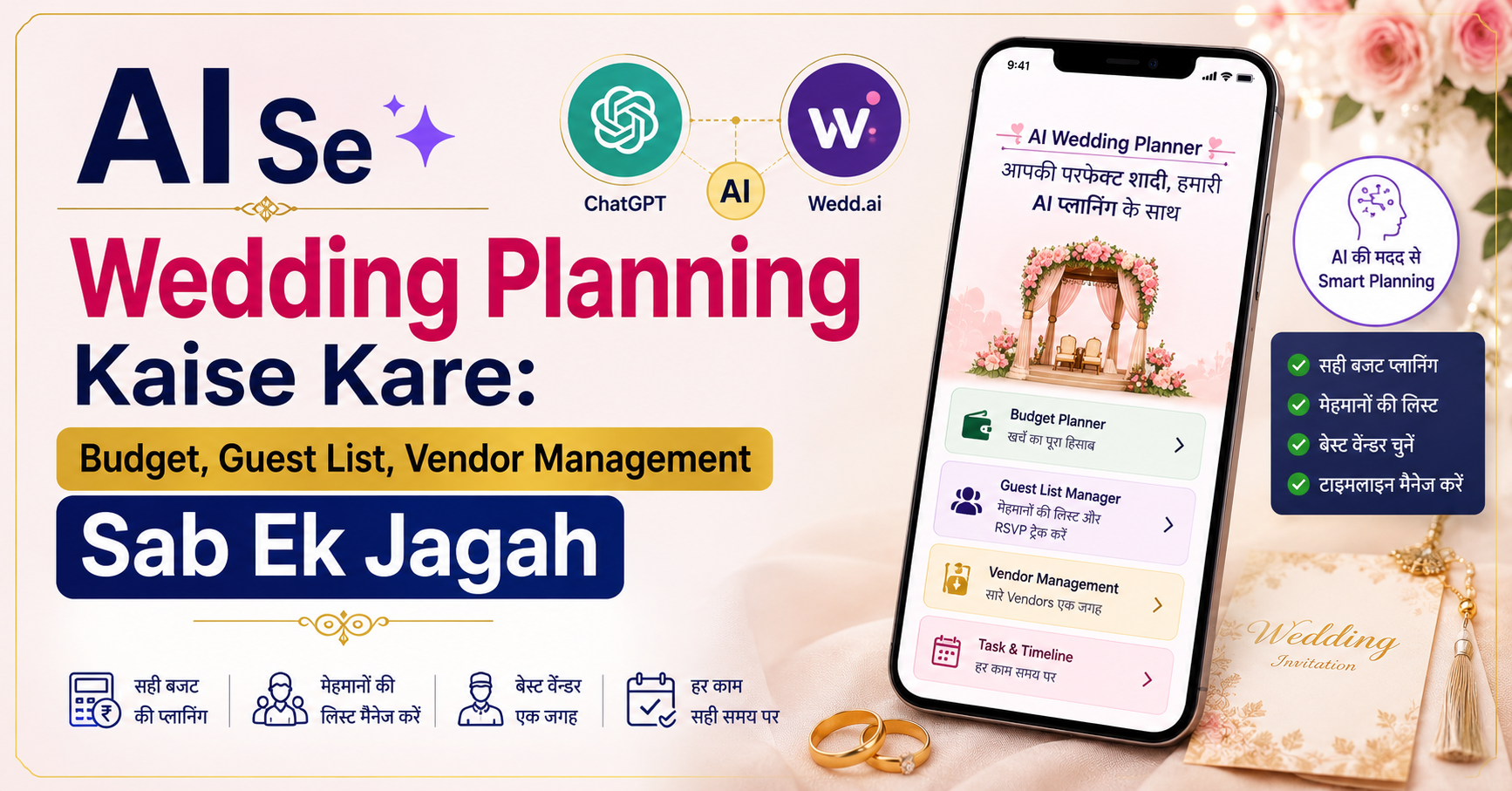 AI se wedding planning guide India - ChatGPT aur Wedd.ai se shaadi plan karo Hindi mein