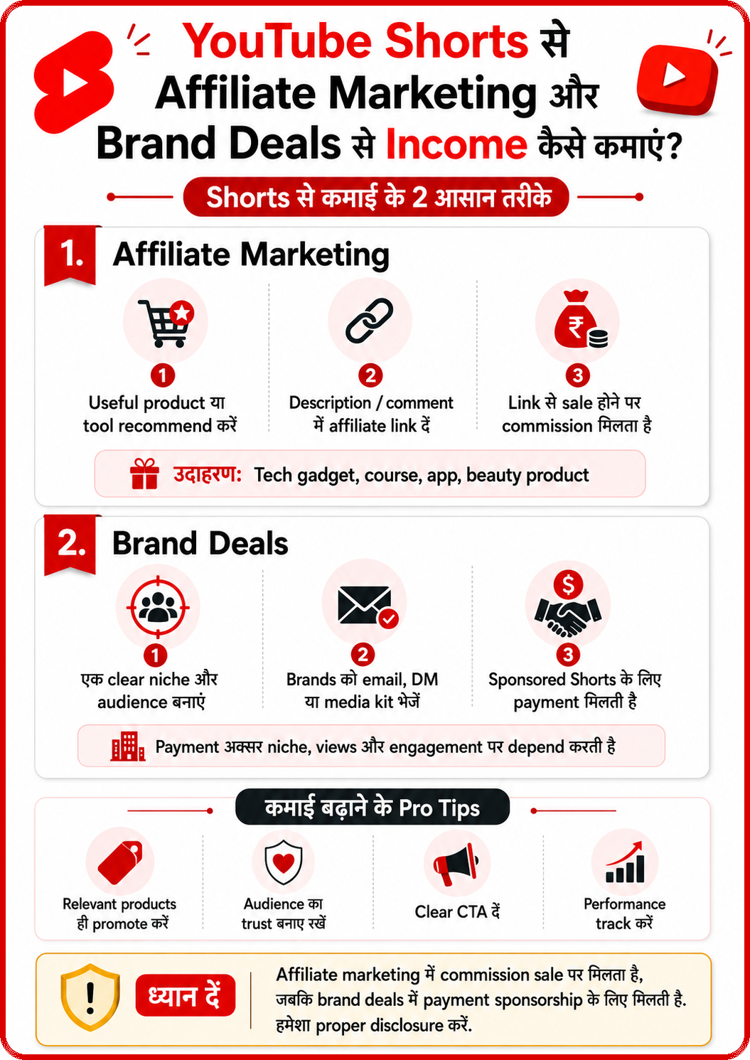 YouTube Shorts affiliate marketing aur brand deals se income kaise kamaye