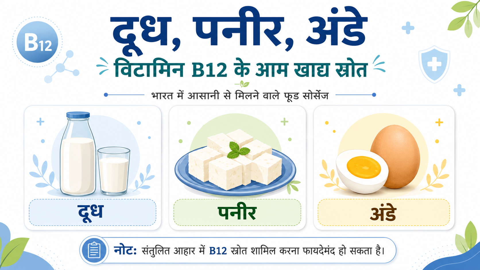 दूध पनीर अंडे विटामिन बी12 vegetarian food sources India