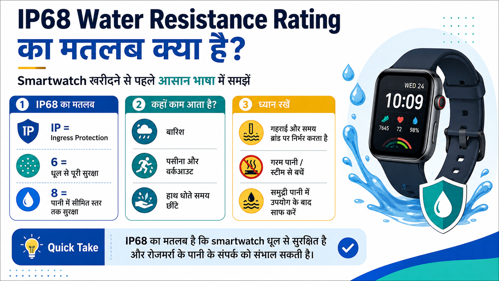 IP68 water resistance rating smartwatch India meaning