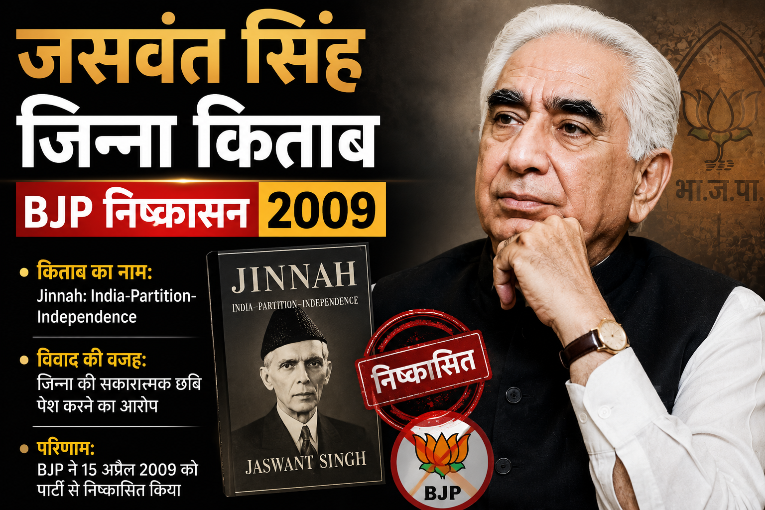 जसवंत सिंह जिन्ना किताब BJP निष्कासन 2009