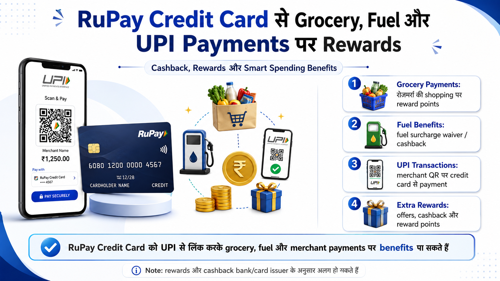 RuPay credit card grocery fuel cashback rewards UPI transaction