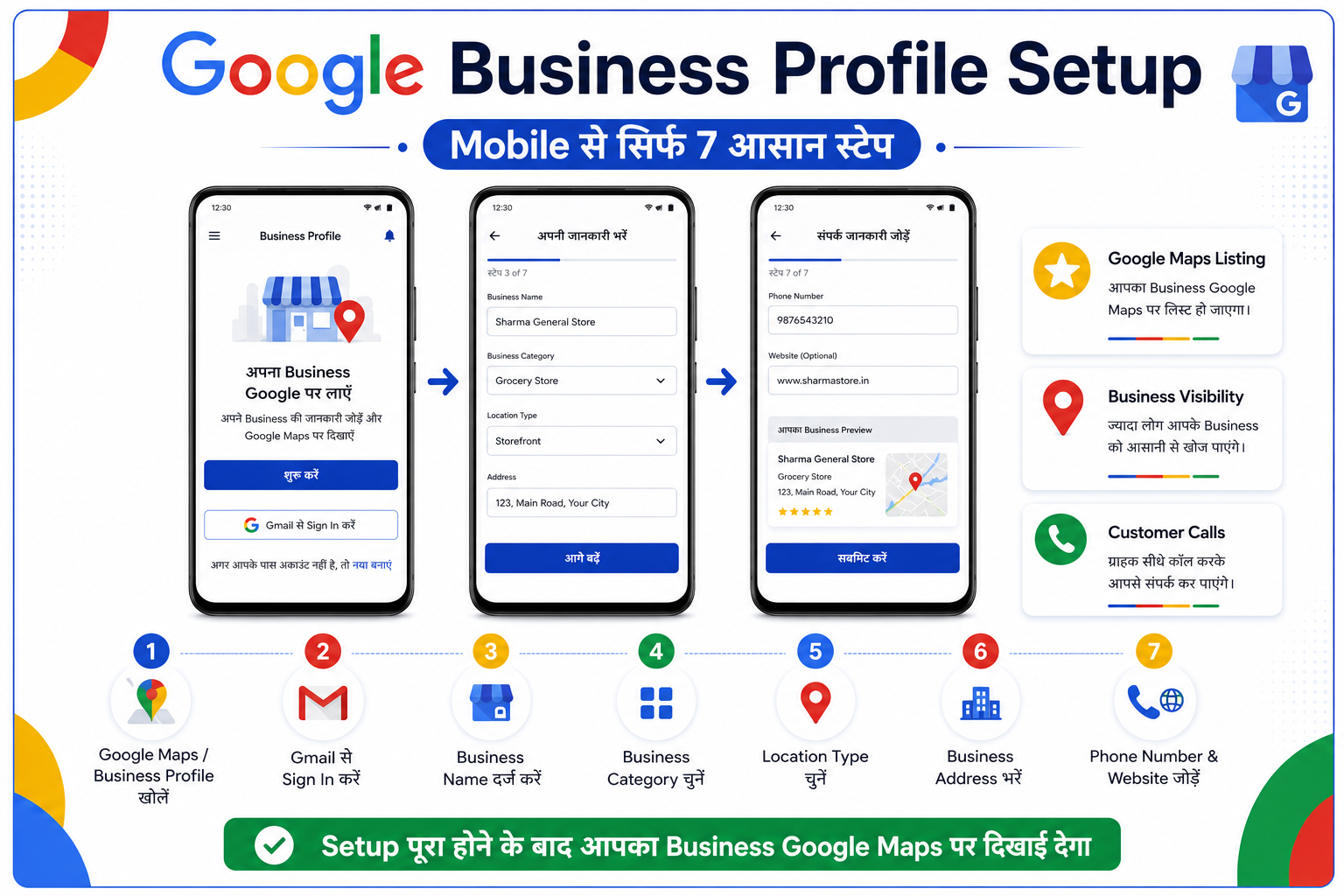 Google Business Profile mobile se step by step setup karne ka screenshot
