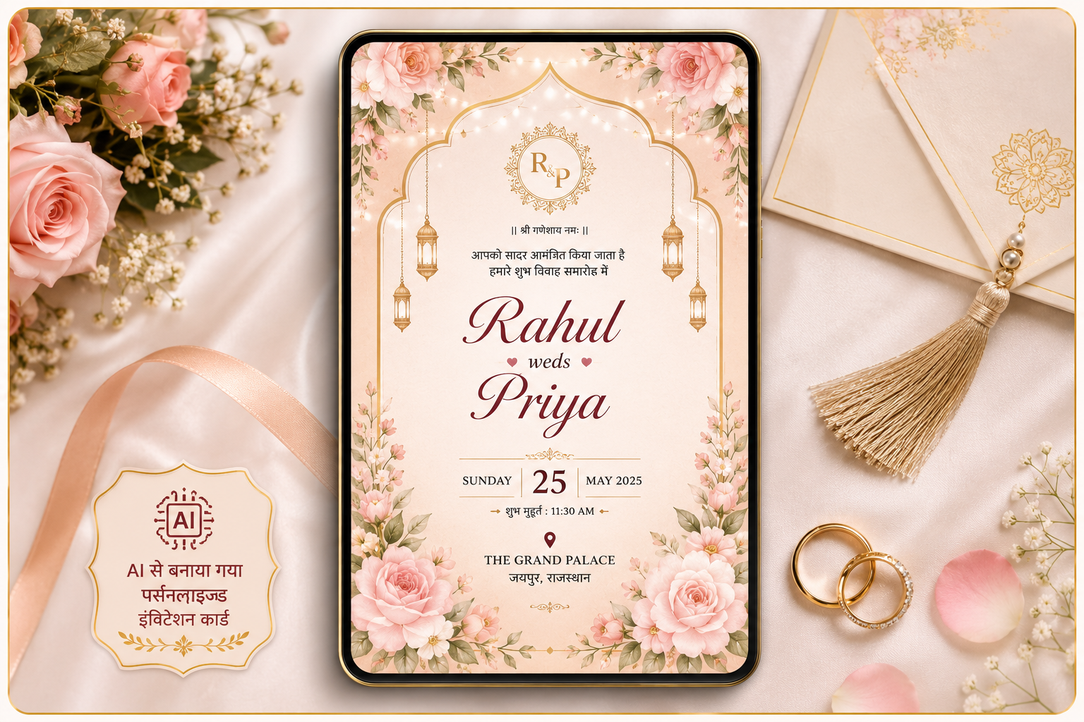 AI se banaya gaya shaadi invitation card design